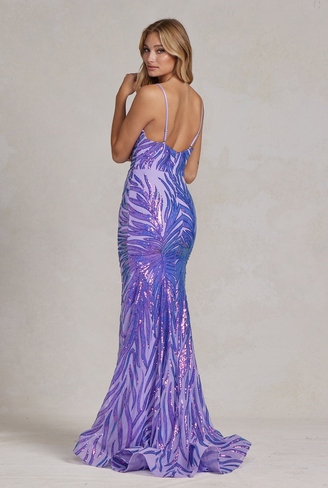 Embroidered Sequins Sweetheart Open Back Mermaid Long Evening Dress NXR1072-4