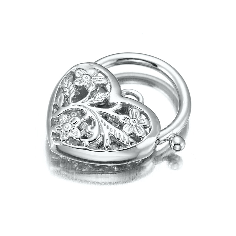 Classic 925 Sterling Silver Plated Filigree Heart Locket - USA Made-0