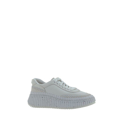 Chloé White Calf Leather Bos Taurus Platform Sneakers