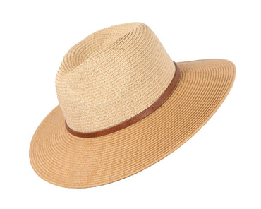 Unisex Tan Fedora Wide Brim Summer Hat