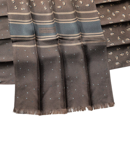 Dolce & Gabbana Brown Fantasy Silk Neck Wrap Shawl Scarf