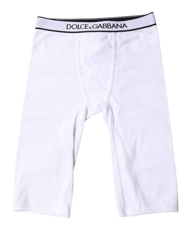 Dolce & Gabbana White Logo Cotton Cropped Tights Underwear