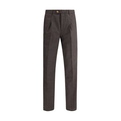 Brunello Cucinelli Brown Fleece Wool Casual Pants