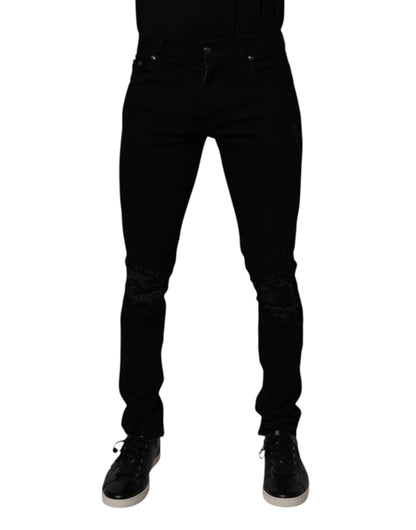Dolce & Gabbana Black Cotton Stretch Skinny Men Denim Jeans