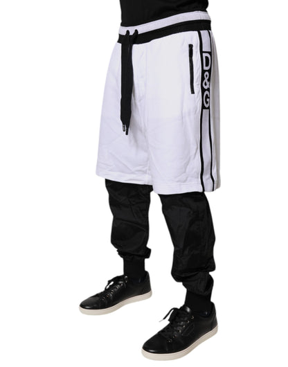 Dolce & Gabbana Black White Cotton Layered Sweatpants Pants