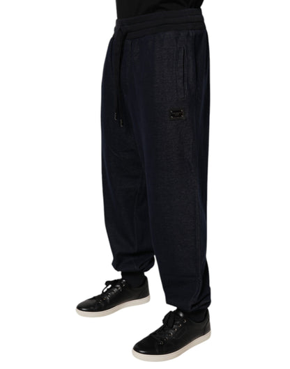 Dolce & Gabbana Black Jacquard Cotton Jogger Sweatpants Pants
