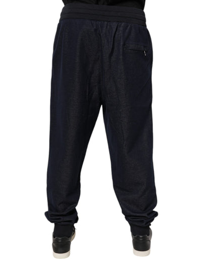 Dolce & Gabbana Black Jacquard Jogger Men Sweatpants Pants
