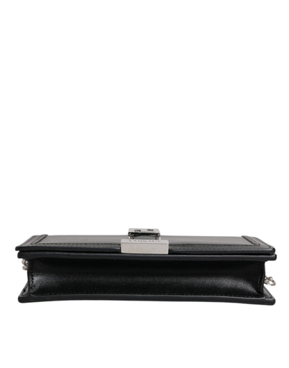 Versace Black Calfskin Leather Chain Strap Shoulder Crossbody Bag