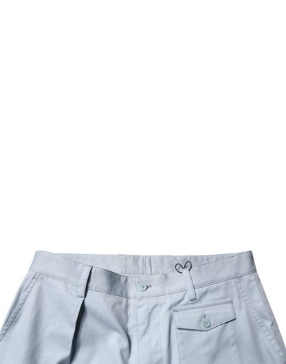 Dolce & Gabbana Light Blue Cotton Cargo Tapered Pants