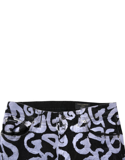 Dolce & Gabbana Black Logo Monogram Cotton Skinny Denim Jeans