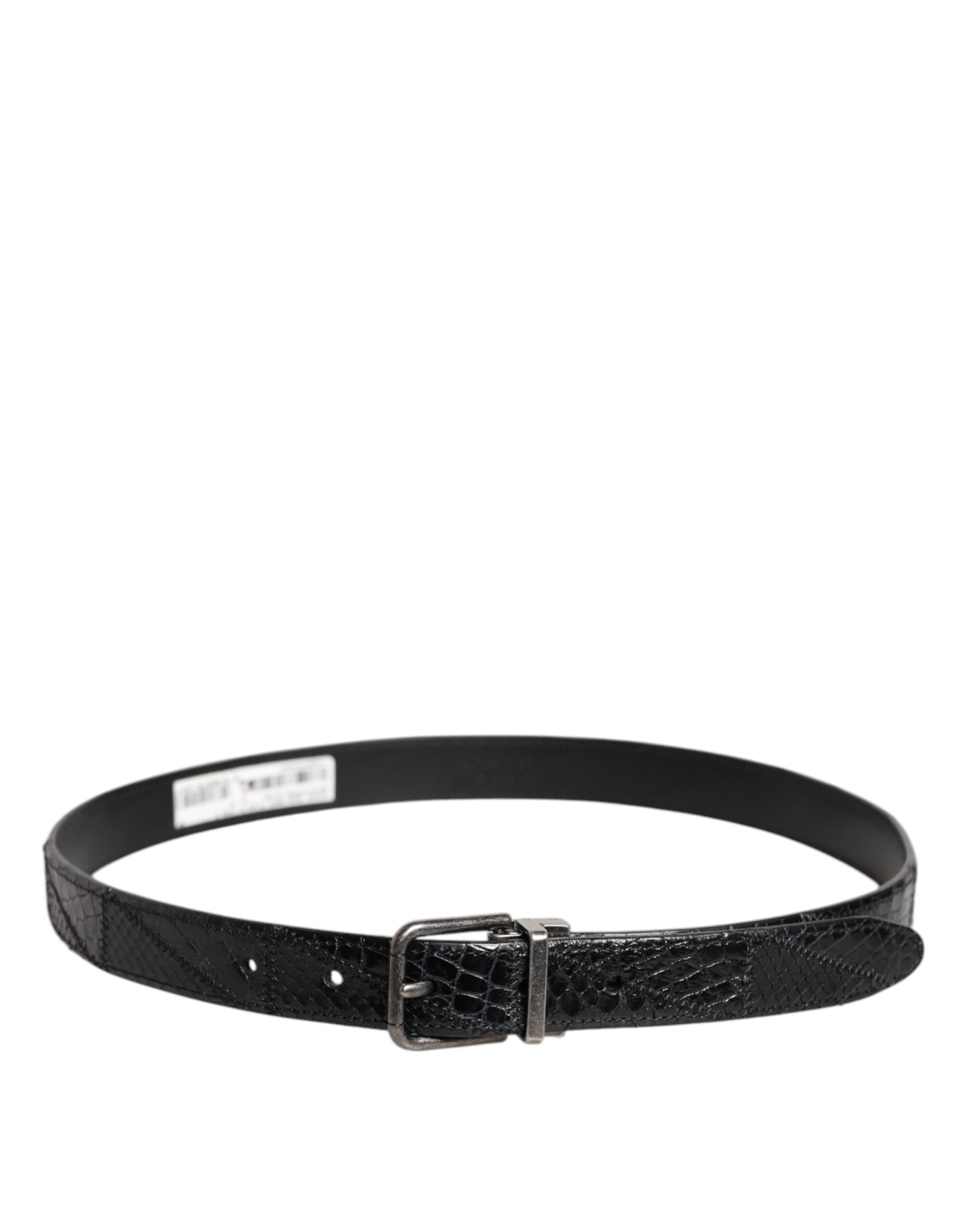 Dolce & Gabbana Black Exotic Leather Metal Logo Buckle Belt