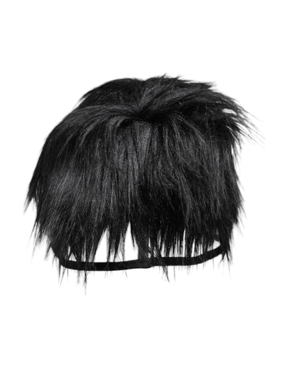 Dolce & Gabbana Black Faux Fur Bucket Hat