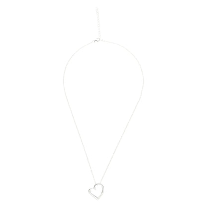 14K Silver Plated Necklace Love Heart Pave Pendant Necklace-4