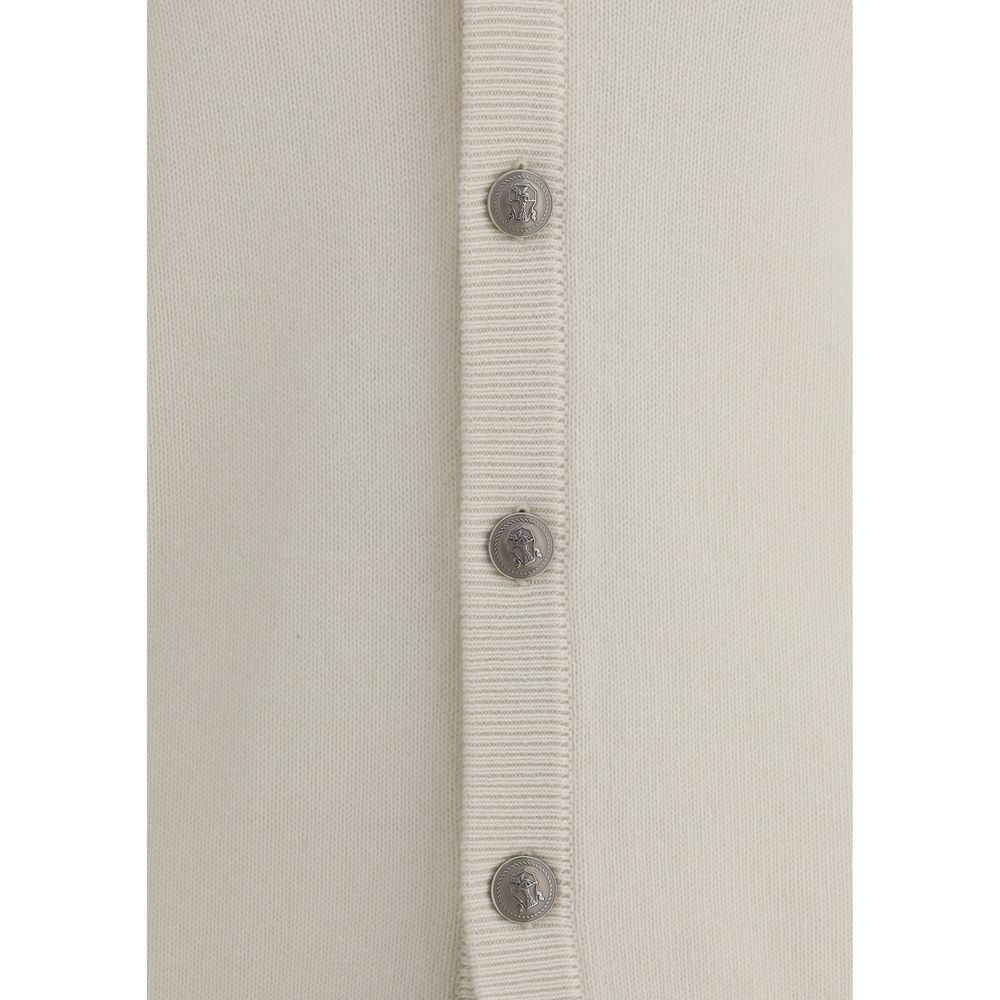 Brunello Cucinelli White Cashmere Cardigan