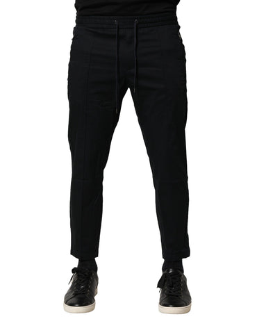 Dolce & Gabbana Black Cotton Mid Waist Jogger Pants
