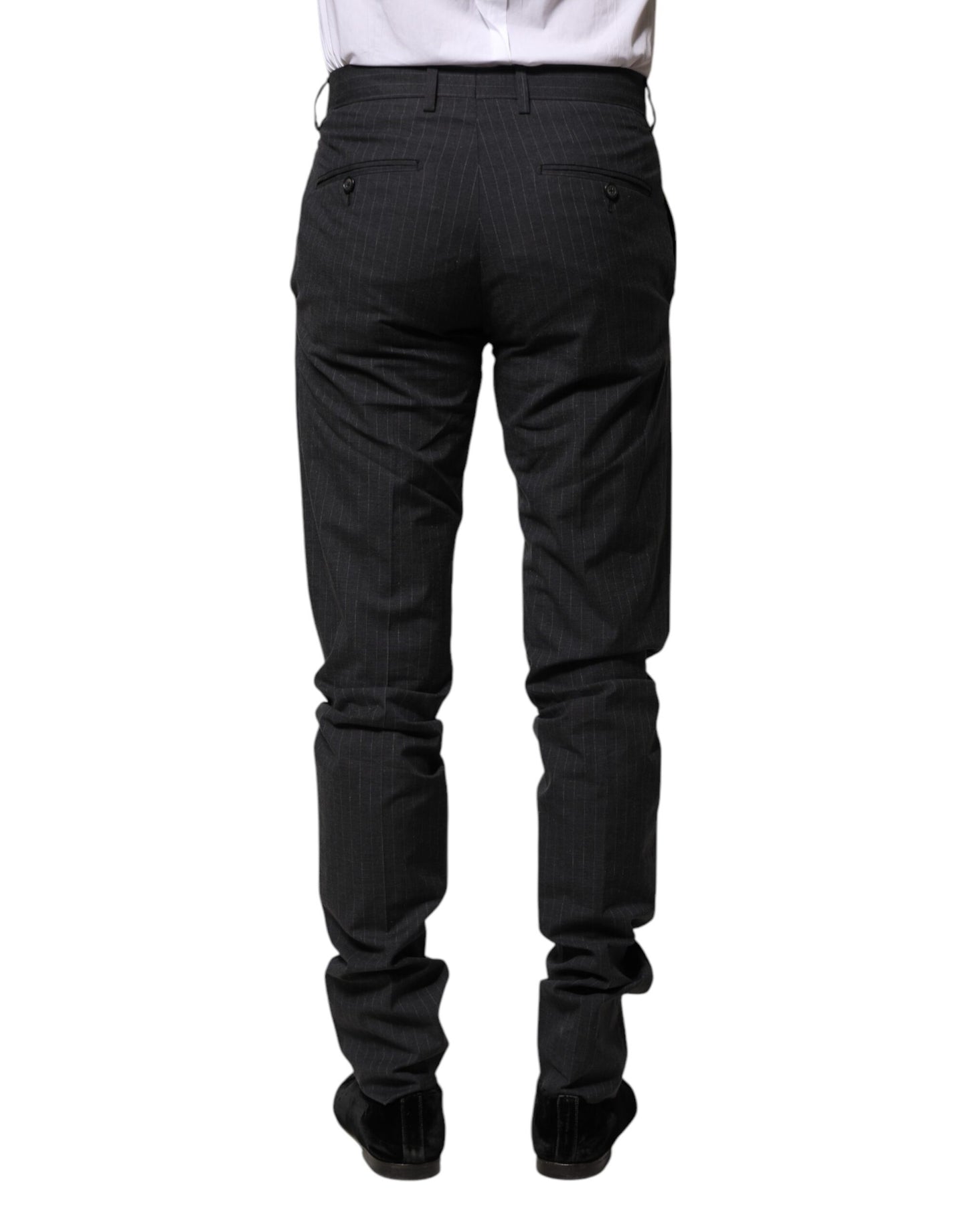 Dolce & Gabbana Gray Striped Cotton Formal Pants