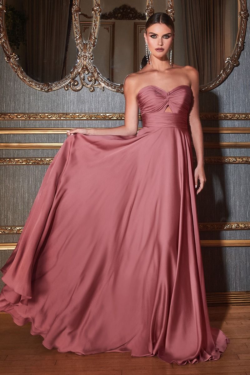 Timeless Radiant Strapless A-Line Satin Keyhole Gown for Evening - CD7496-0
