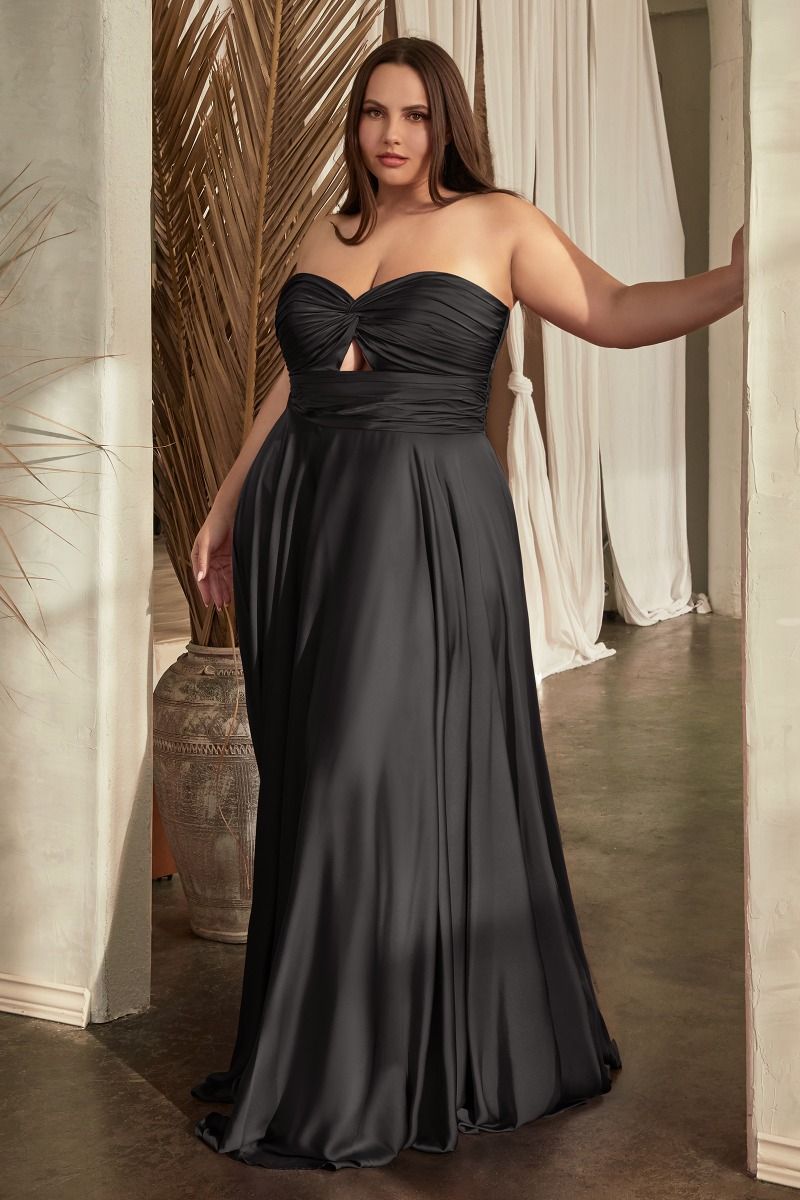SATIN STRAPLESS KEYHOLE A-LINE DRESS CD7496C-5