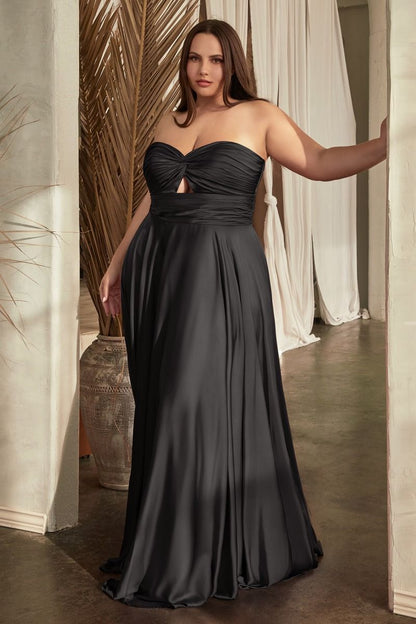 SATIN STRAPLESS KEYHOLE A-LINE DRESS CD7496C-5