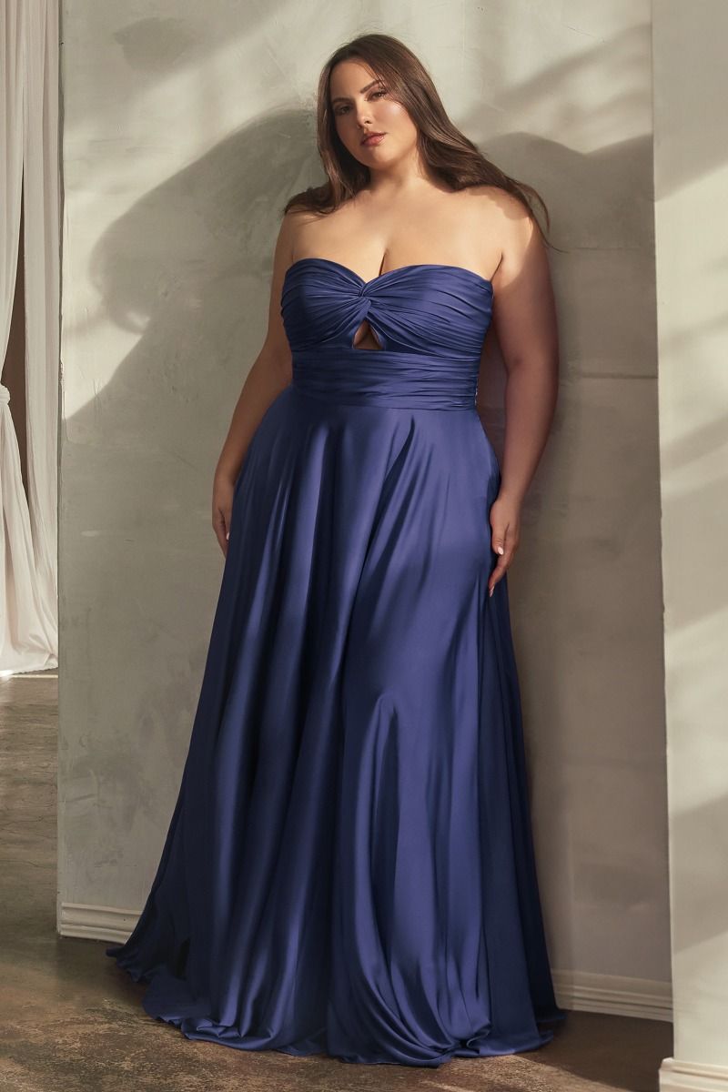 SATIN STRAPLESS KEYHOLE A-LINE DRESS CD7496C-6