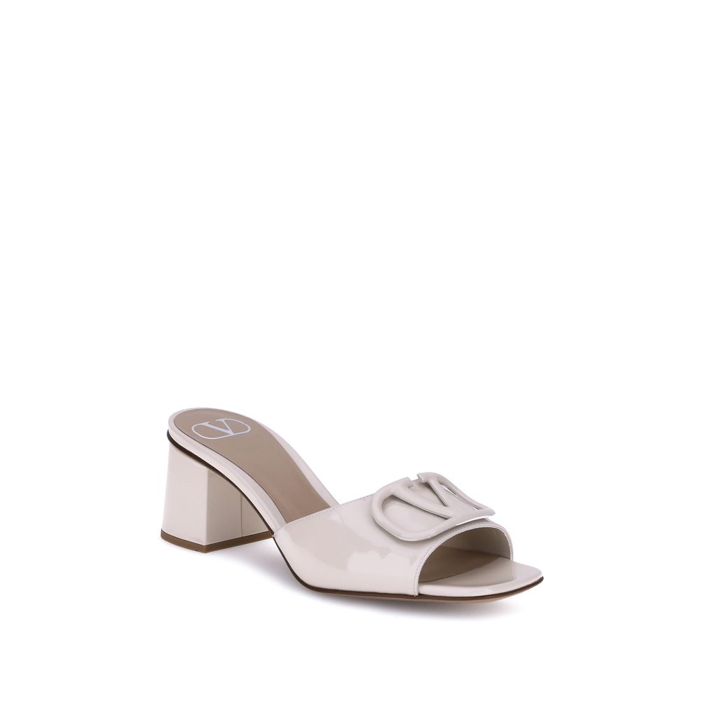 Valentino Garavani Beige Calf Leather Bos Taurus Flat Sandals