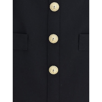 Balmain Black Fleece Wool Casual Dress