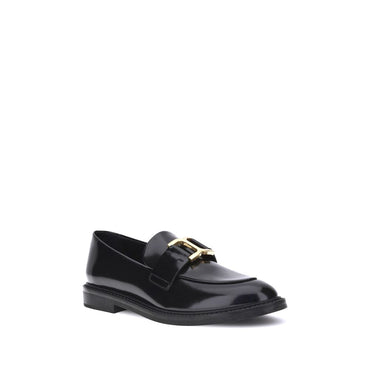 Chloé Black Calf Leather Bos Taurus Slip-On Loafers