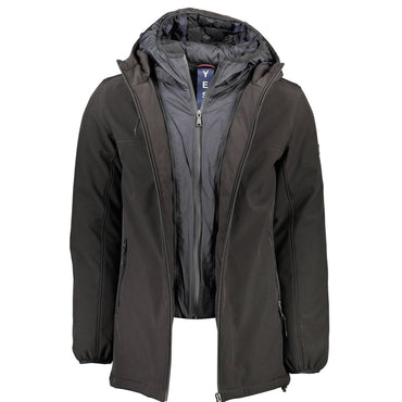 Yes Zee Black Polyester Jackets & Coat
