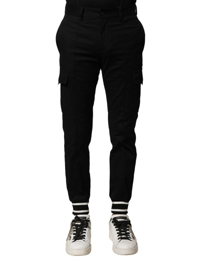 Dolce & Gabbana Black Cotton Cargo Joggers Men Pants