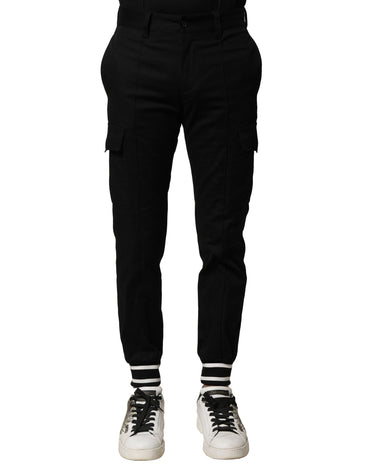 Dolce & Gabbana Black Cotton Cargo Joggers Men Pants