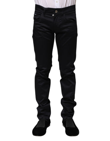 Dolce & Gabbana Black Cotton Skinny Mid Waist Pants