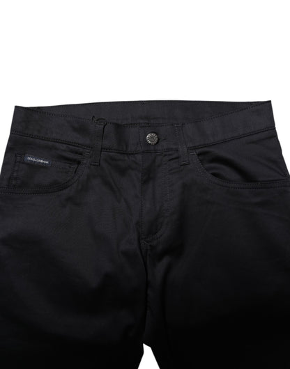 Dolce & Gabbana Black Cotton Skinny Mid Waist Pants