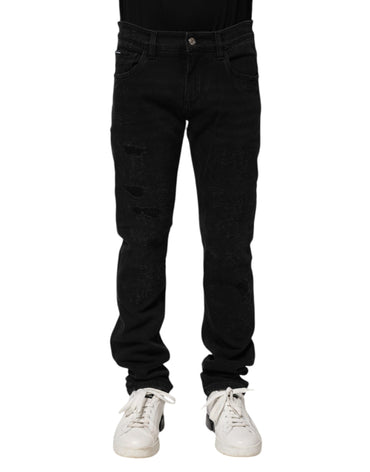 Dolce & Gabbana Black Cotton Skinny Men Denim Jeans