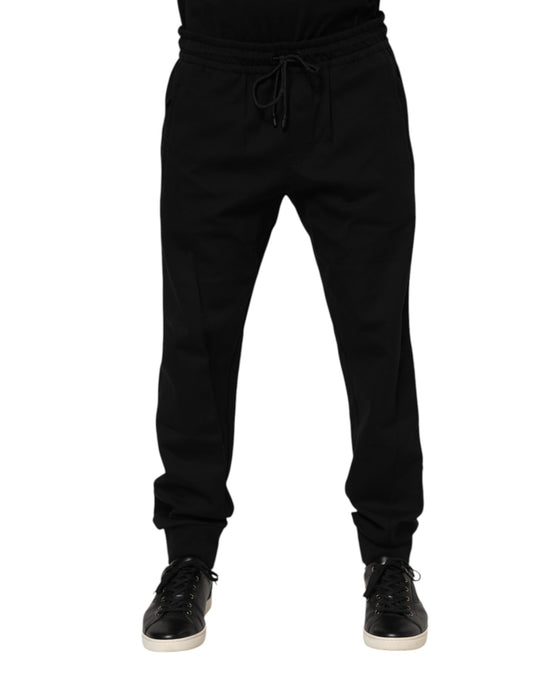 Dolce & Gabbana Black Cotton Men Jogger Sweatpants Pants