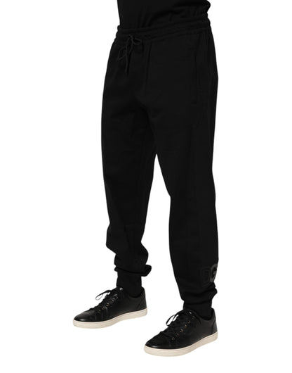 Dolce & Gabbana Black Cotton Men Jogger Sweatpants Pants