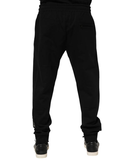 Dolce & Gabbana Black Cotton Men Jogger Sweatpants Pants