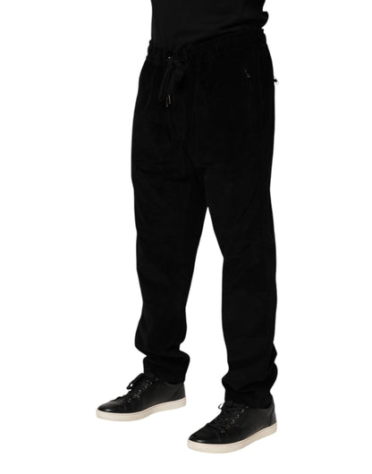 Dolce & Gabbana Black Cotton Men Jogger Sweatpants Pants