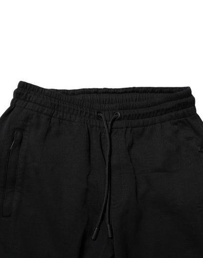 Dolce & Gabbana Black Cotton Men Jogger Sweatpants Pants