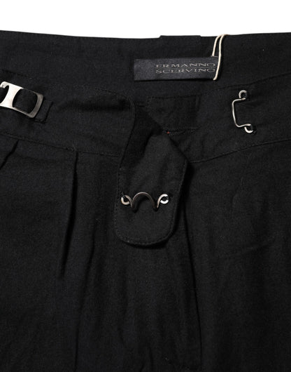 Ermanno Scervino Black Straight Fit High Waist Pants