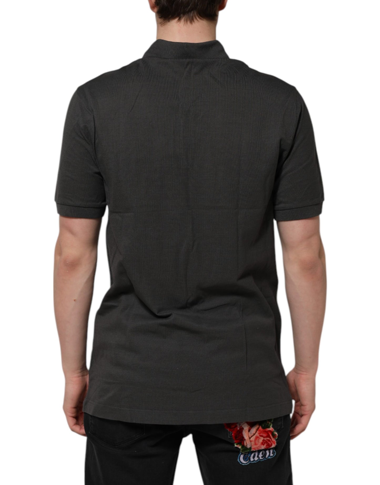 Dolce & Gabbana Dark Gray Short Sleeve Collared Polo T-shirt