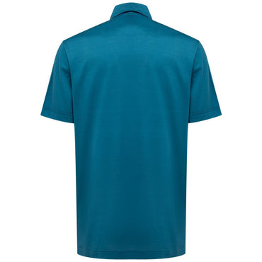 Canali Blue Cotton Shortsleeve Shirt