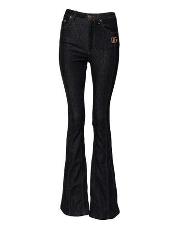 Dolce & Gabbana Black Cotton Mid Waist Bootcut Denim Jeans