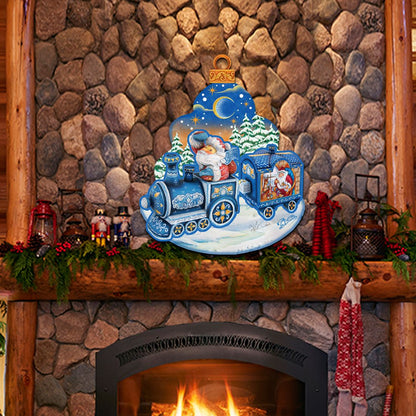 Christmas Train Christmas Door Decor by G. DeBrekht - Christmas Santa Snowman Decor - 8112180H