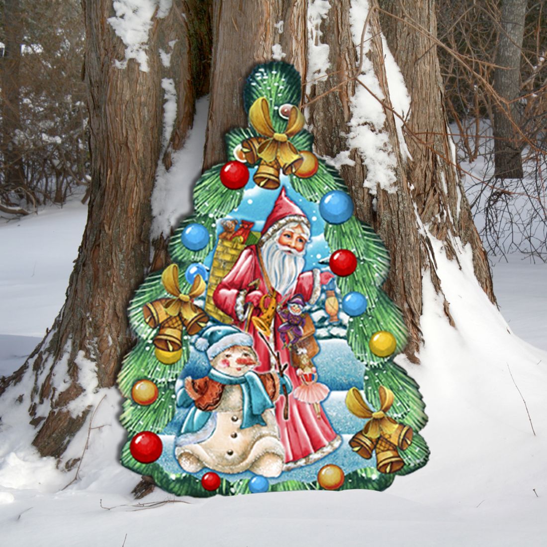 Christmas Arrival Christmas Door Decor by G. DeBrekht - Christmas Santa Snowman Decor - 8114020H-2