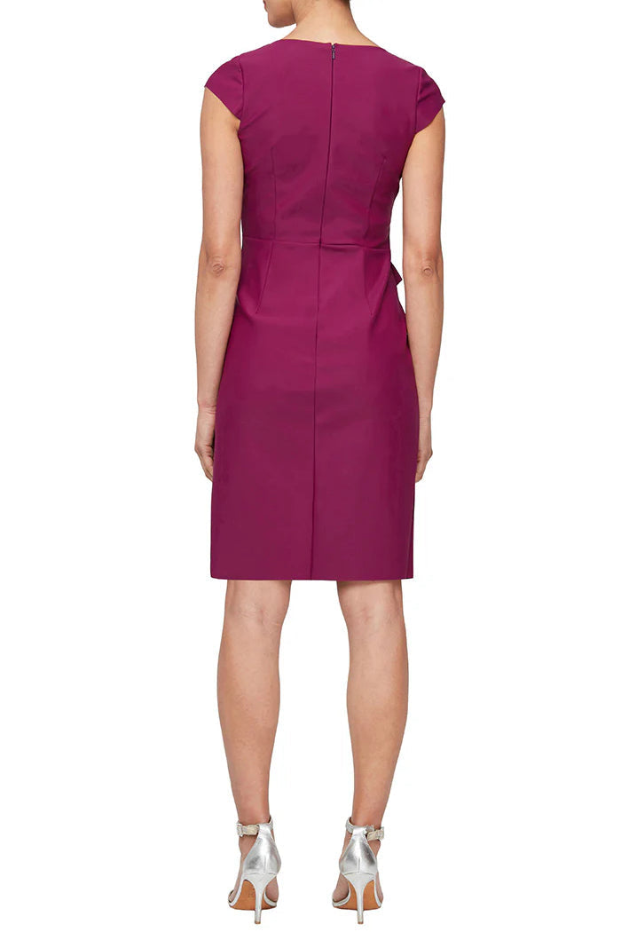 Alex Evenings Cap Sleeve Square Neck Front Cascade Ruffle Dress