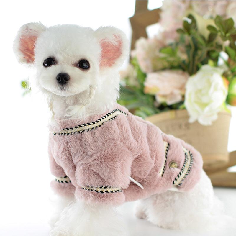 Princess Pet Dog Clothes In Cotton Fabric - Purple Powder/White