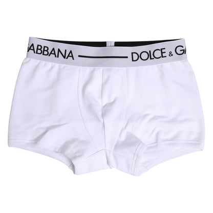 Dolce & Gabbana White Cotton Stretch Regular Boxer Underwear