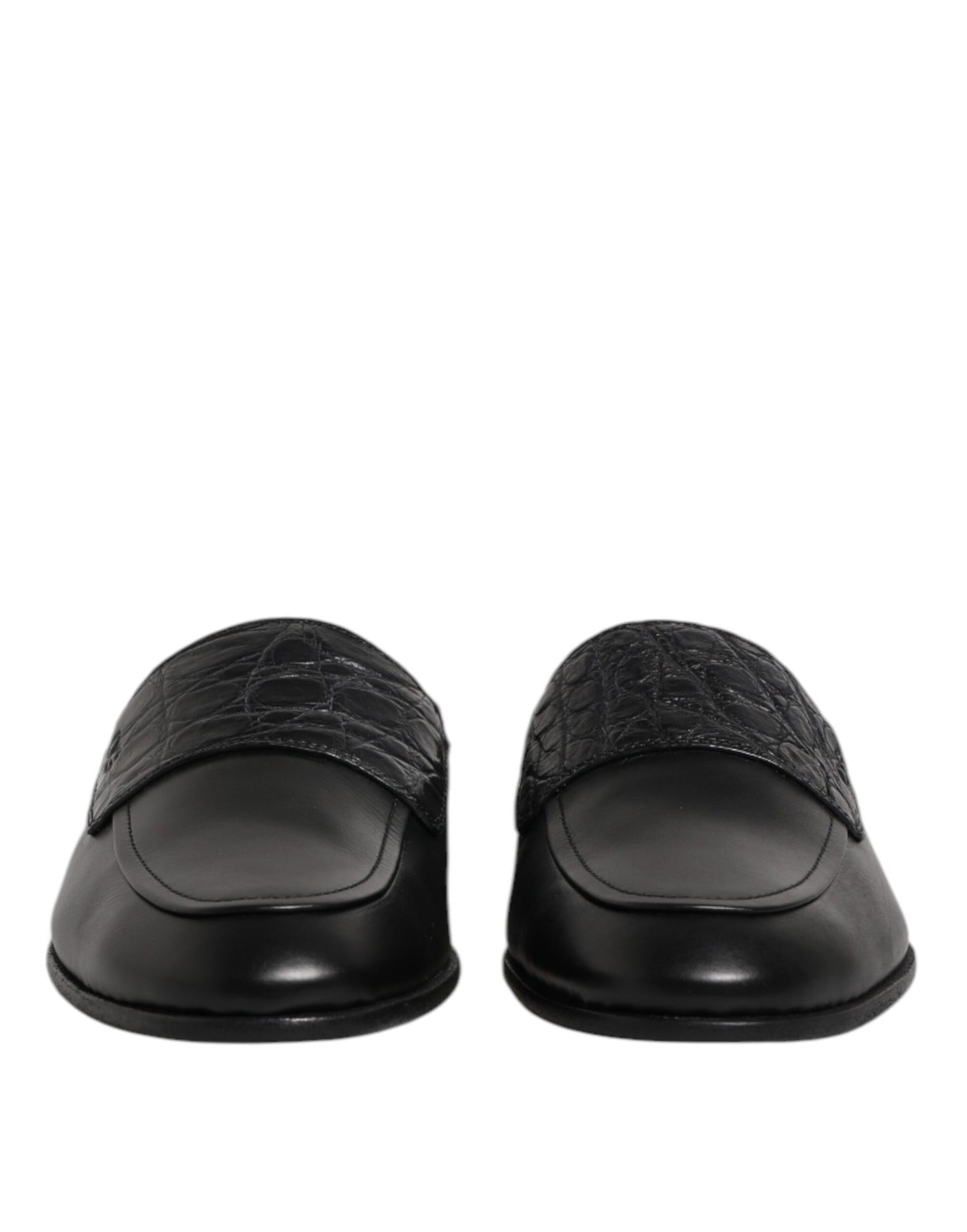 Dolce & Gabbana Black Calfskin Leather Slip On Loafers Shoes