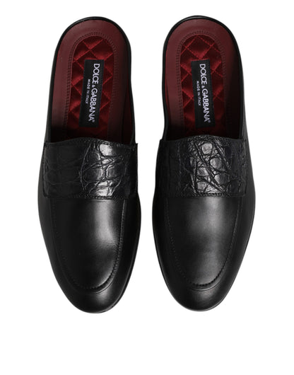 Dolce & Gabbana Black Calfskin Leather Slip On Loafers Shoes