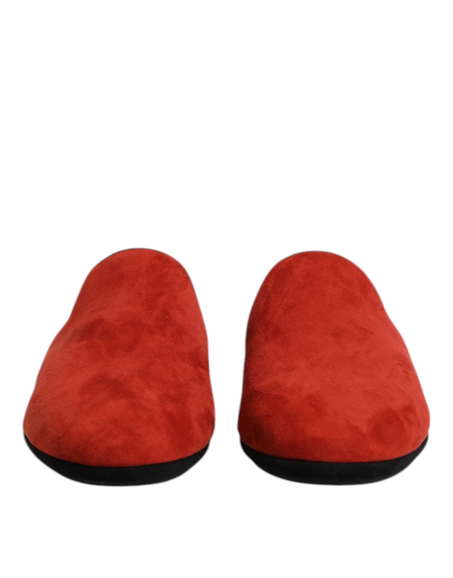 Dolce & Gabbana Orange Suede Slides Flat Slipper Shoes